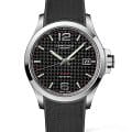 Longines Longines Conquest V.H.P. L3.726.4.66.9  L37264669 кварцевые мужские часы черный циферблат, браслет каучук — вид спереди